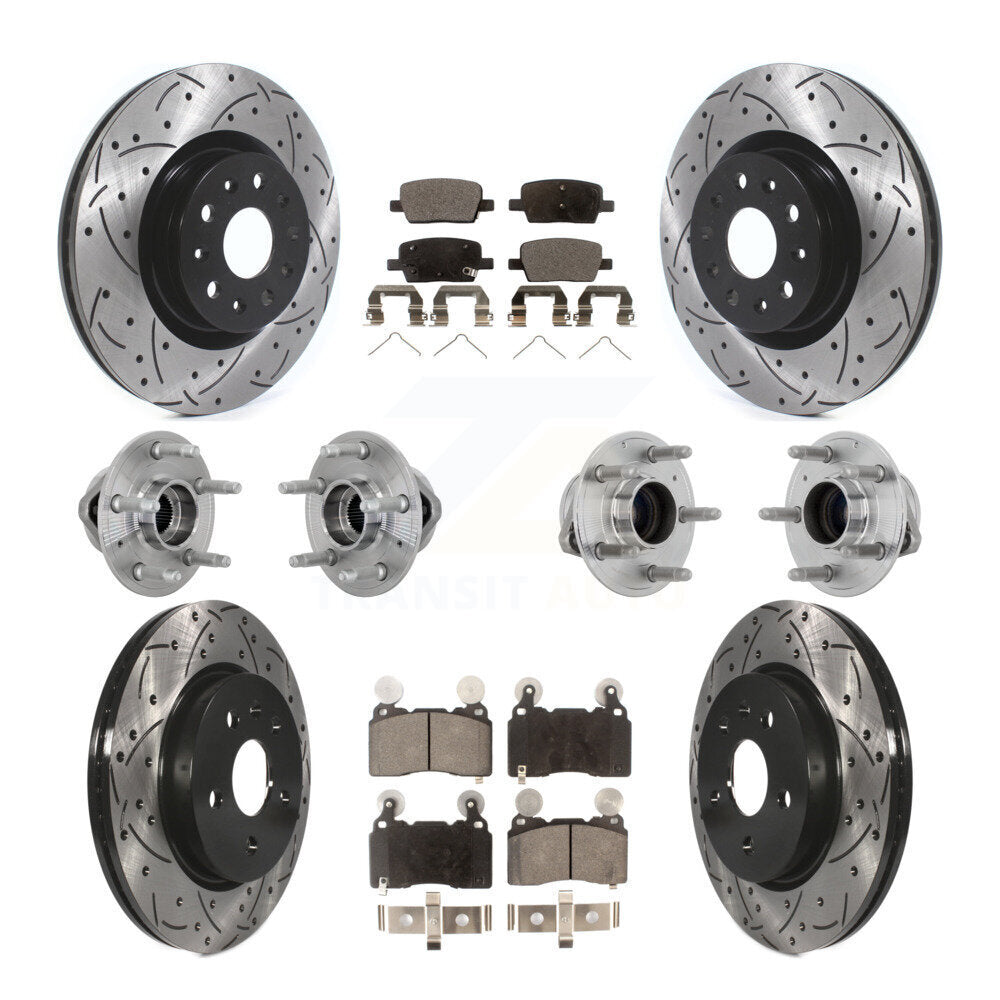 Kit de rotors et plaquettes de frein revêtus de roulement de moyeu avant et arrière (10 pièces) pour Cadillac CT6 RW