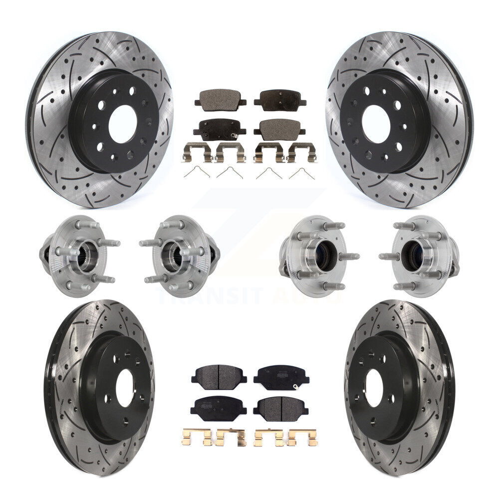 Kit de rotors et plaquettes de frein revêtus de roulement de moyeu avant et arrière (10 pièces) pour Chevrolet Camar