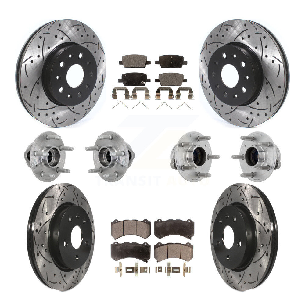 Kit de rotors et plaquettes de frein revêtus de roulement de moyeu avant et arrière (10 pièces) pour Chevrolet Camar