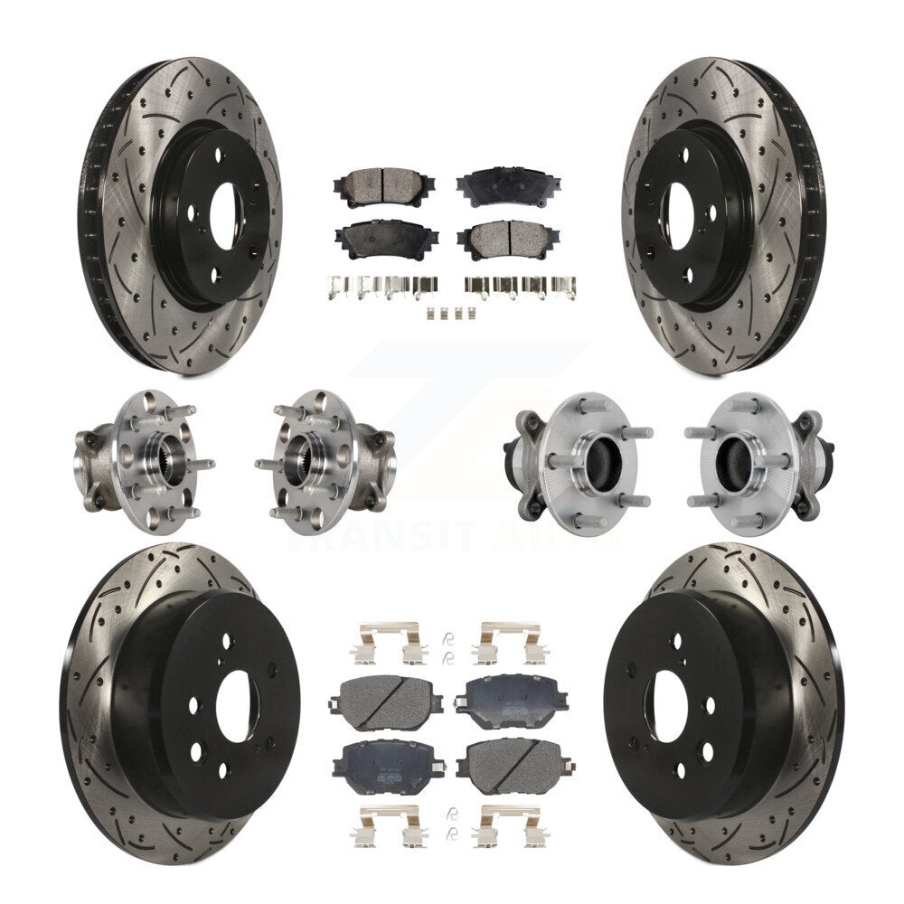 Kit de rotors et plaquettes de frein à disque revêtus de roulement de moyeu avant et arrière (10 pièces) pour Lexus IS25