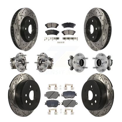 Kit de rotors et plaquettes de frein à disque revêtus de roulement de moyeu avant et arrière (10 pièces) pour Lexus IS25