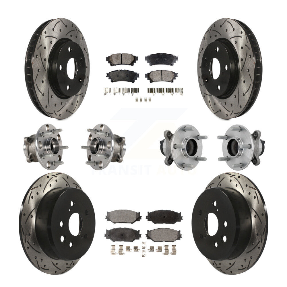 Kit de rotors et plaquettes de frein à disque revêtus de roulement de moyeu avant et arrière (10 pièces) pour Lexus IS25