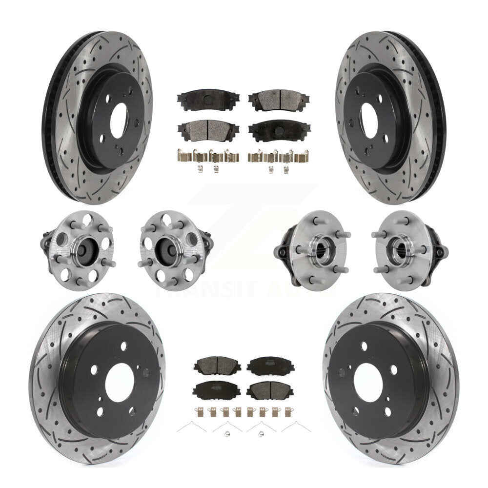 Kit de rotors et plaquettes de frein à disque revêtus de roulement de moyeu avant et arrière (10 pièces) pour Toyota RAV