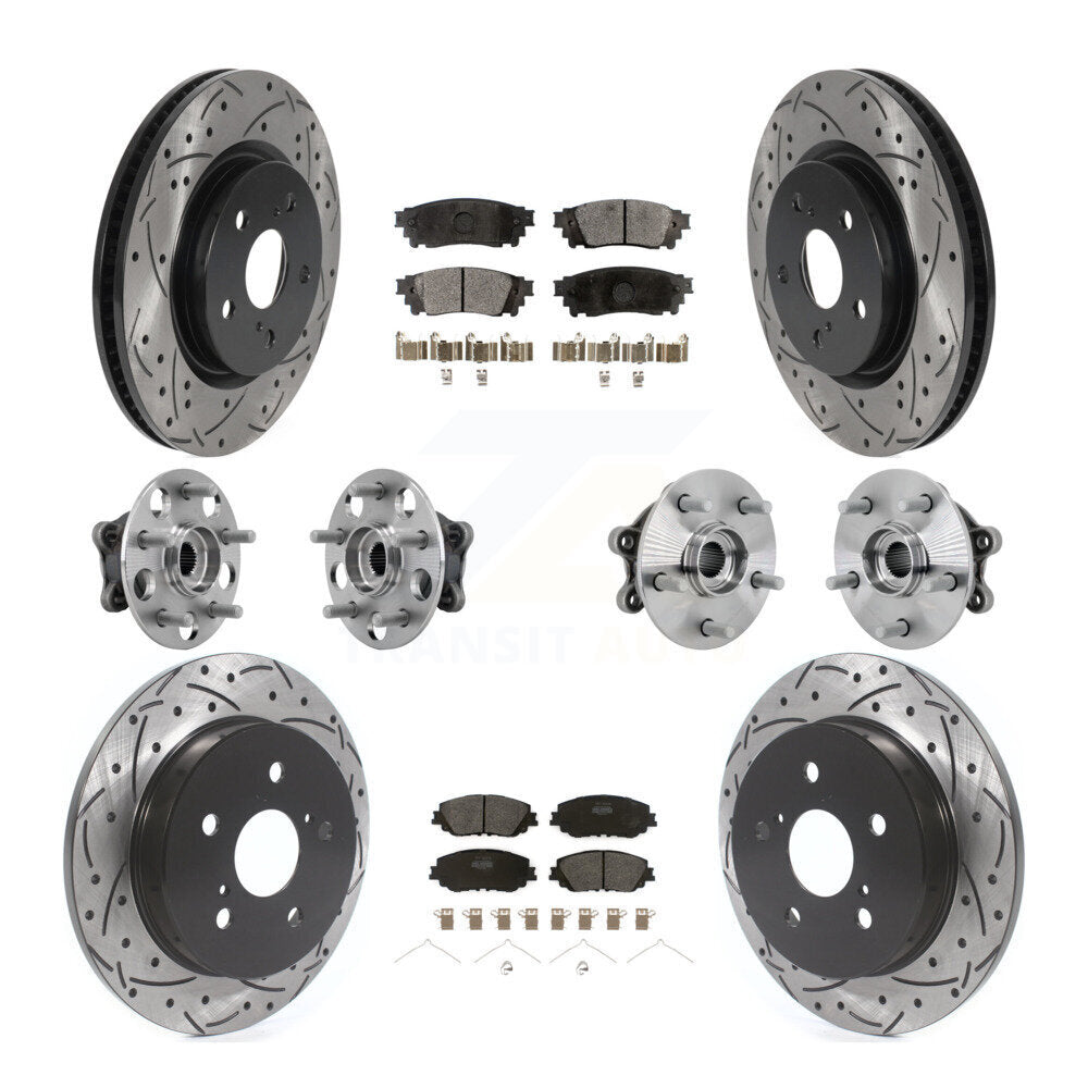 Kit de rotors et plaquettes de frein à disque revêtus de roulement de moyeu avant et arrière (10 pièces) pour Toyota RAV