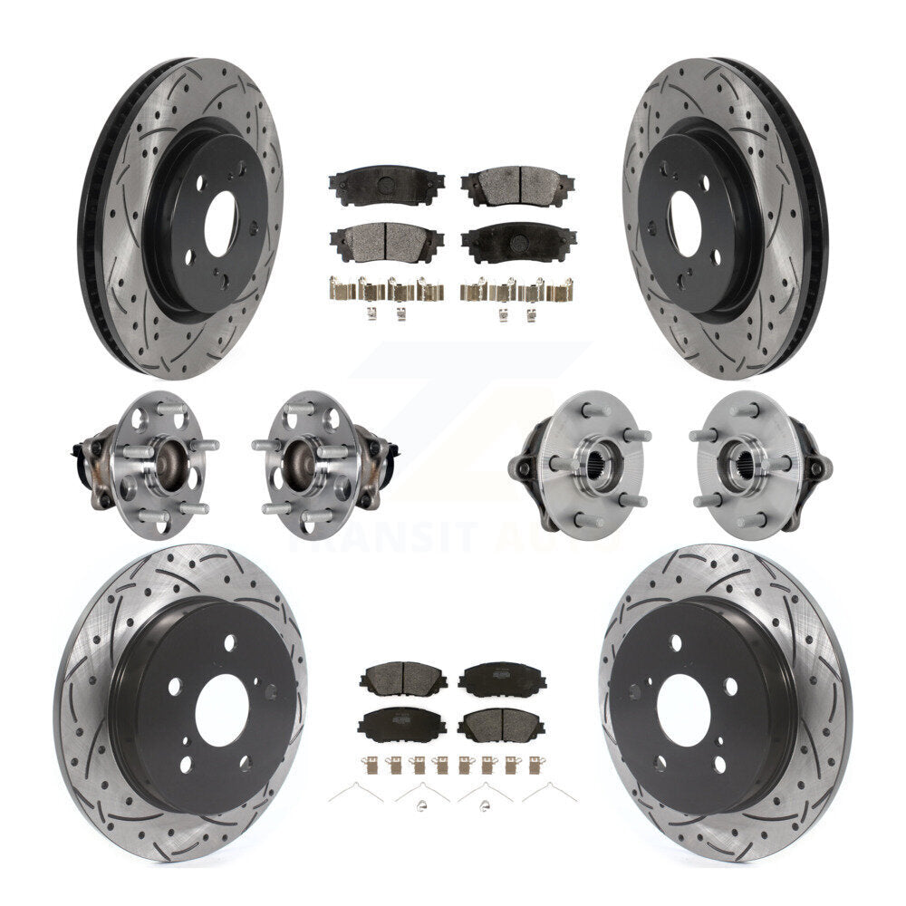 Kit de rotors et plaquettes de frein à disque revêtus de roulement de moyeu avant et arrière (10 pièces) pour Toyota RAV