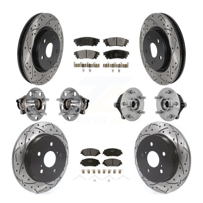 Kit de rotors et plaquettes de frein à disque revêtus de roulement de moyeu avant et arrière (10 pièces) pour Toyota RAV