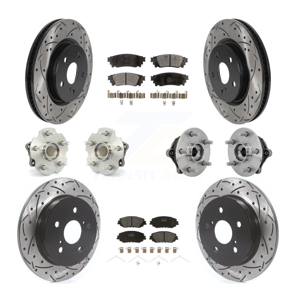 Kit de rotors et plaquettes de frein à disque revêtus de roulement de moyeu avant et arrière (10 pièces) pour Toyota RAV