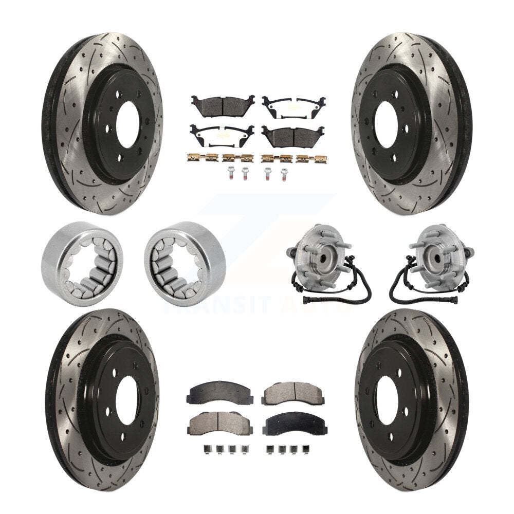 Kit de patins de rotor de frein enduits de roulement de moyeu avant et arrière (10 pièces) pour Ford F-150 RW