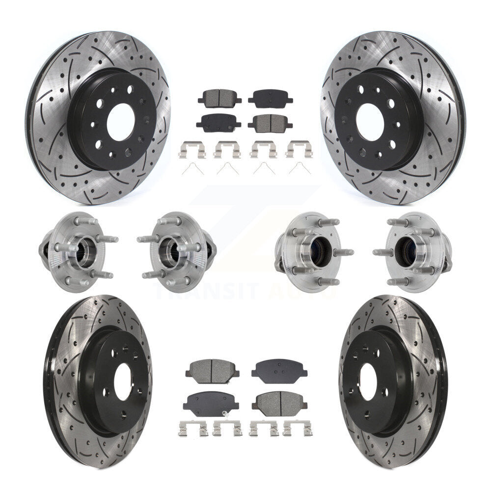 Kit de rotors et plaquettes de frein revêtus de roulement de moyeu avant et arrière (10 pièces) pour Chevrolet Camar
