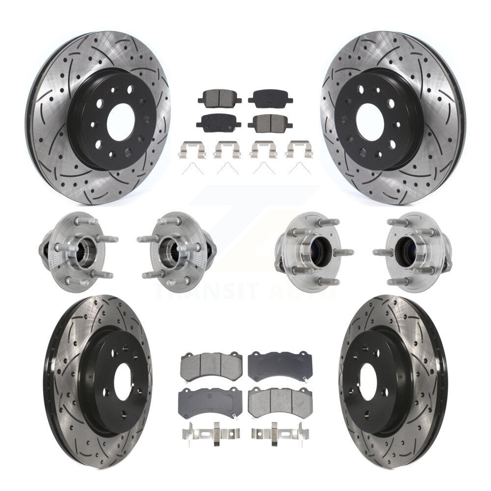 Kit de rotors et plaquettes de frein revêtus de roulement de moyeu avant et arrière (10 pièces) pour Chevrolet Camar