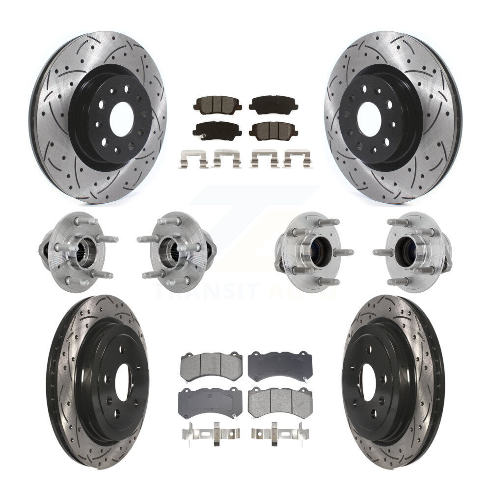 Kit de Rotor et de plaquettes de frein à disque revêtus de roulement de moyeu avant et arrière (10 pièces) pour Cadillac CT