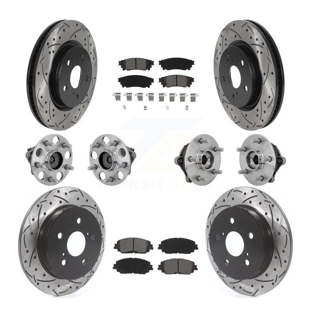 Kit de rotors et plaquettes de frein à disque revêtus de roulement de moyeu avant et arrière (10 pièces) pour Toyota RAV