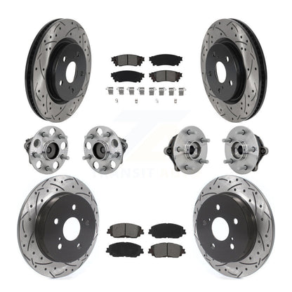 Kit de rotors et plaquettes de frein à disque revêtus de roulement de moyeu avant et arrière (10 pièces) pour Toyota RAV