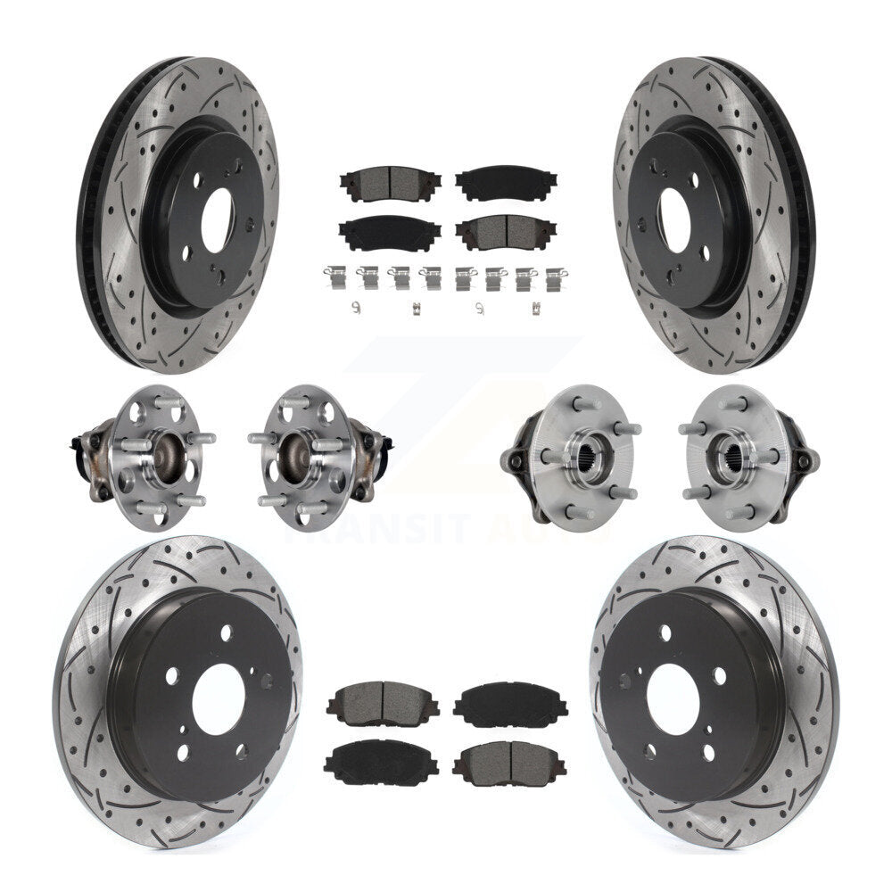 Kit de rotors et plaquettes de frein à disque revêtus de roulement de moyeu avant et arrière (10 pièces) pour Toyota RAV
