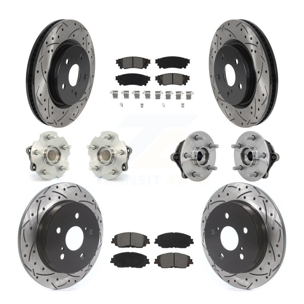 Kit de rotors et plaquettes de frein à disque revêtus de roulement de moyeu avant et arrière (10 pièces) pour Toyota RAV