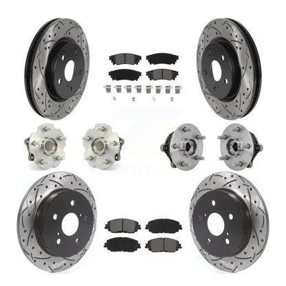 Kit de rotors et plaquettes de frein à disque revêtus de roulement de moyeu avant et arrière (10 pièces) pour Toyota RAV