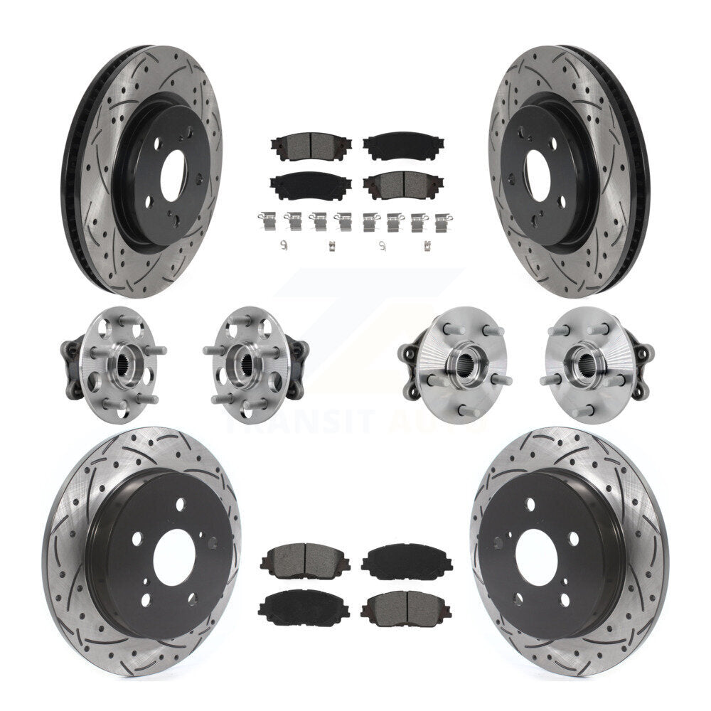 Kit de rotors et plaquettes de frein à disque revêtus de roulement de moyeu avant et arrière (10 pièces) pour Toyota RAV