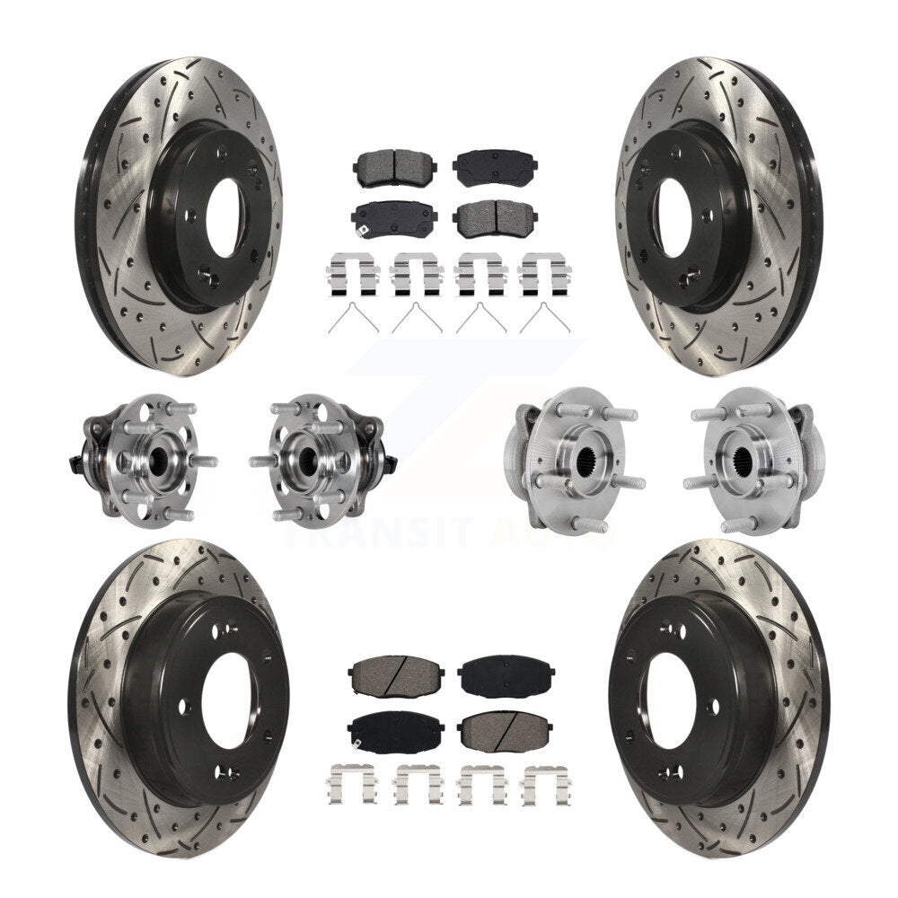 Kit de rotor et de plaquettes de frein à disque revêtus de roulement de moyeu avant et arrière (10 pièces) pour Hyundai Kon