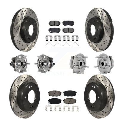 Kit de rotor et de plaquettes de frein à disque revêtus de roulement de moyeu avant et arrière (10 pièces) pour Hyundai Kon