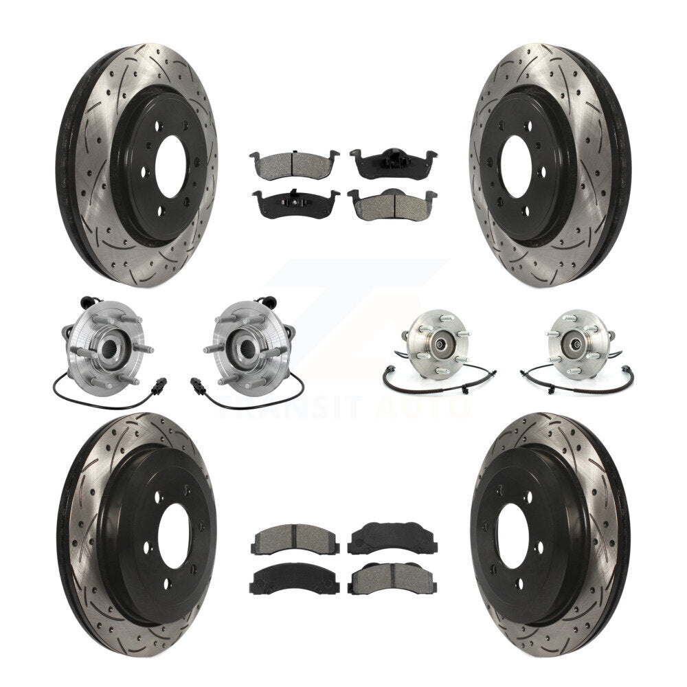 Kit de plaquettes de Rotor de frein revêtues de roulement de moyeu avant et arrière (10 pièces) pour Ford Expedition 4W