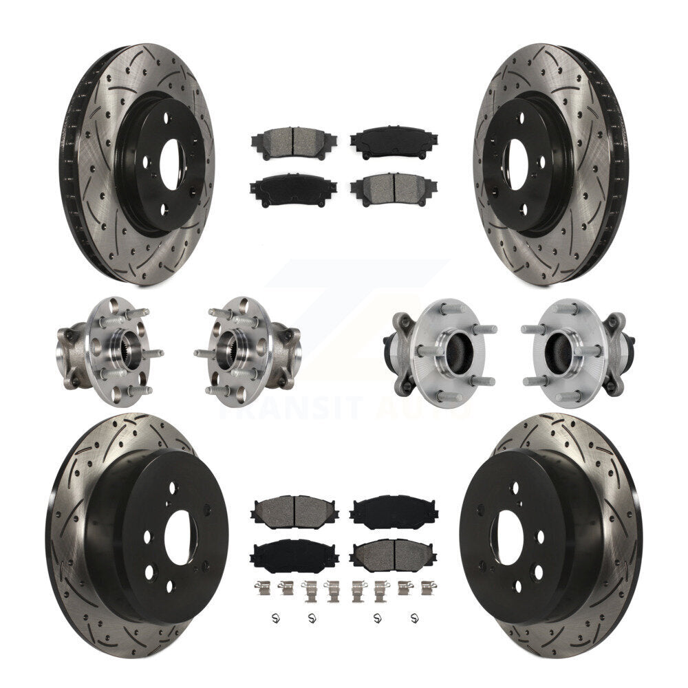 Kit de rotors et plaquettes de frein à disque revêtus de roulement de moyeu avant et arrière (10 pièces) pour Lexus IS25