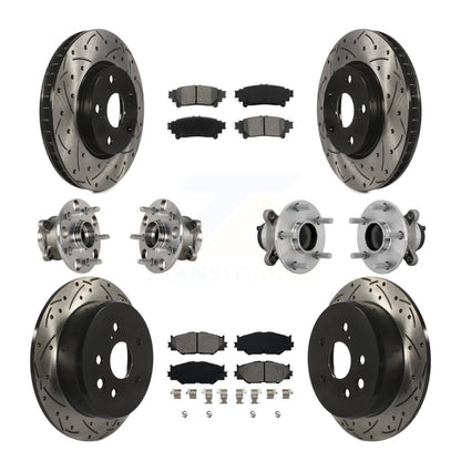 Kit de rotors et plaquettes de frein à disque revêtus de roulement de moyeu avant et arrière (10 pièces) pour Lexus IS25