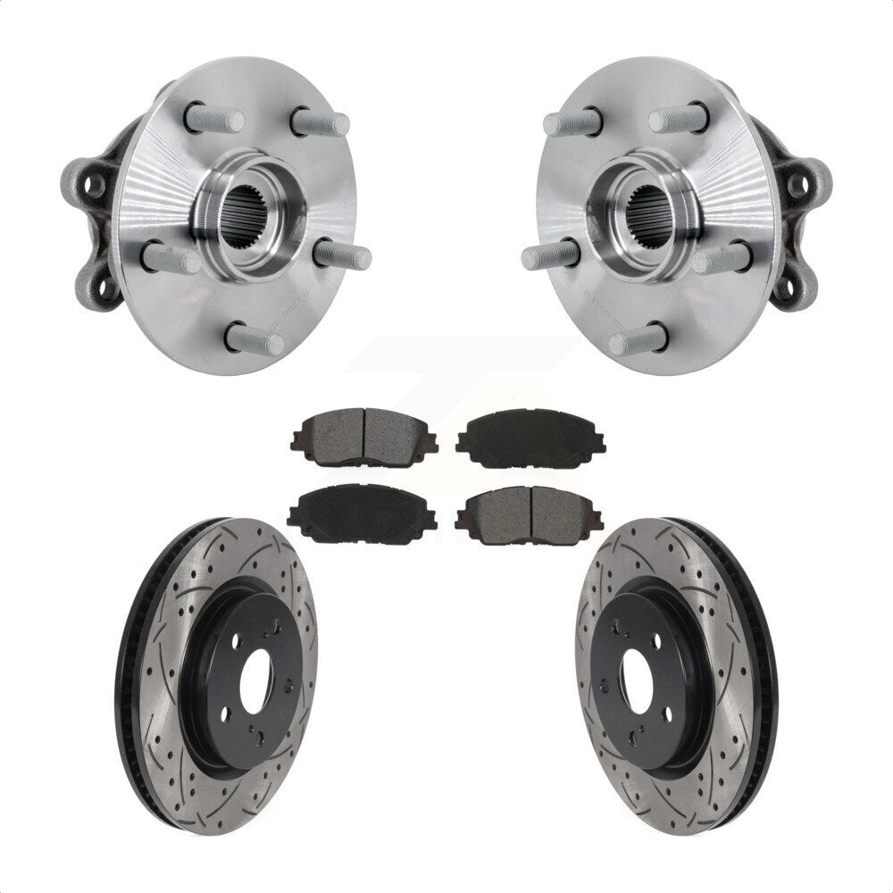Ensemble de roulement de moyeu avant, fente de perçage revêtue, Kit de plaquettes de Rotor de frein pour Toyota RAV