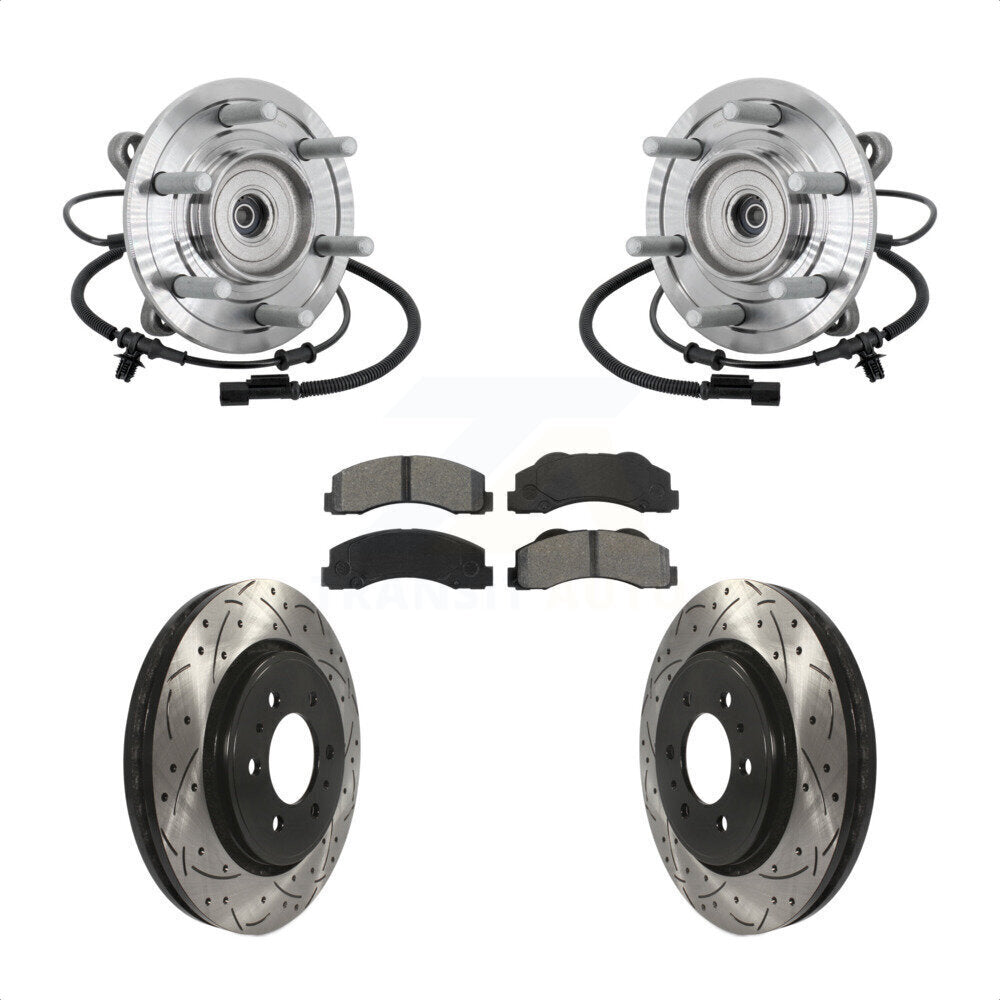 Kit de plaquettes de Rotor de frein, roulement de moyeu avant, fente de perçage, pour Ford F-150 Raptor avec 4W