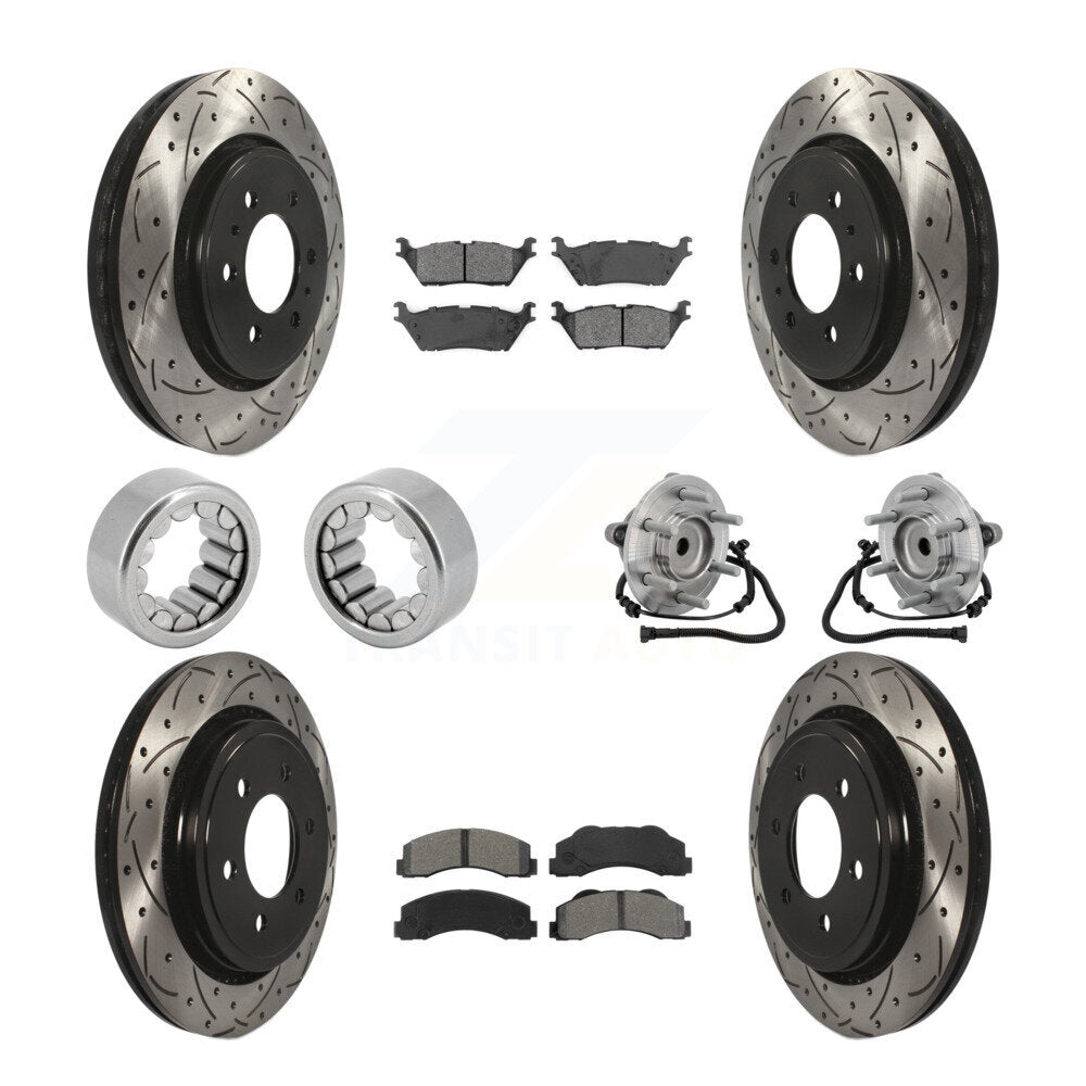 Kit de patins de rotor de frein enduits de roulement de moyeu avant et arrière (10 pièces) pour Ford F-150 RW