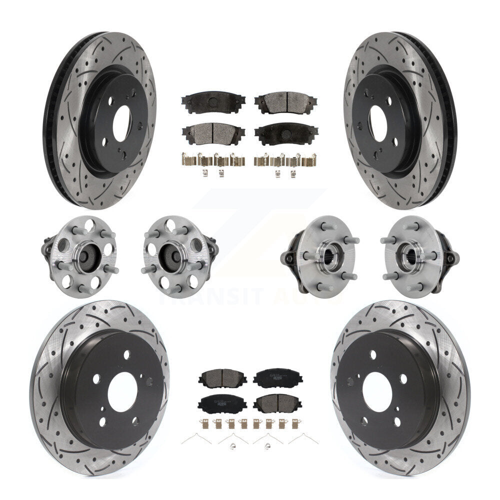Kit de rotors et plaquettes de frein à disque revêtus de roulement de moyeu avant et arrière (10 pièces) pour Toyota RAV