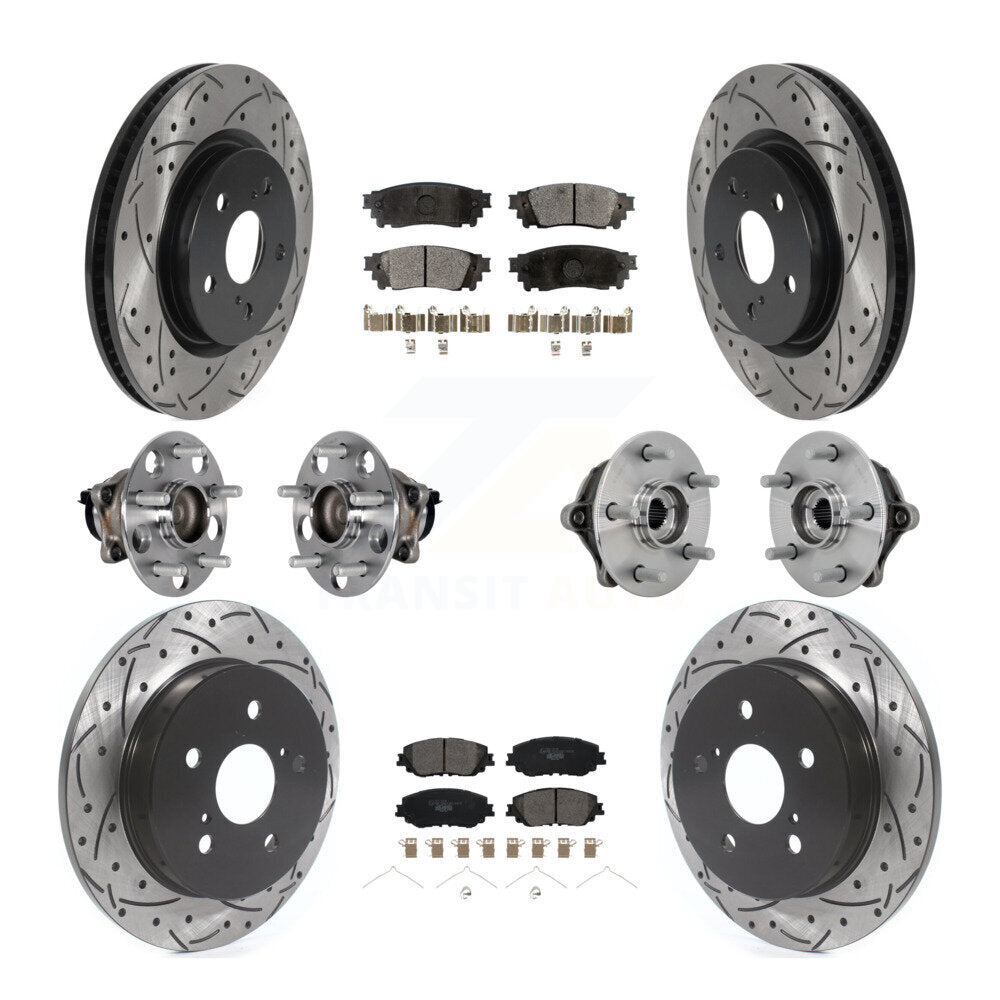Kit de rotors et plaquettes de frein à disque revêtus de roulement de moyeu avant et arrière (10 pièces) pour Toyota RAV