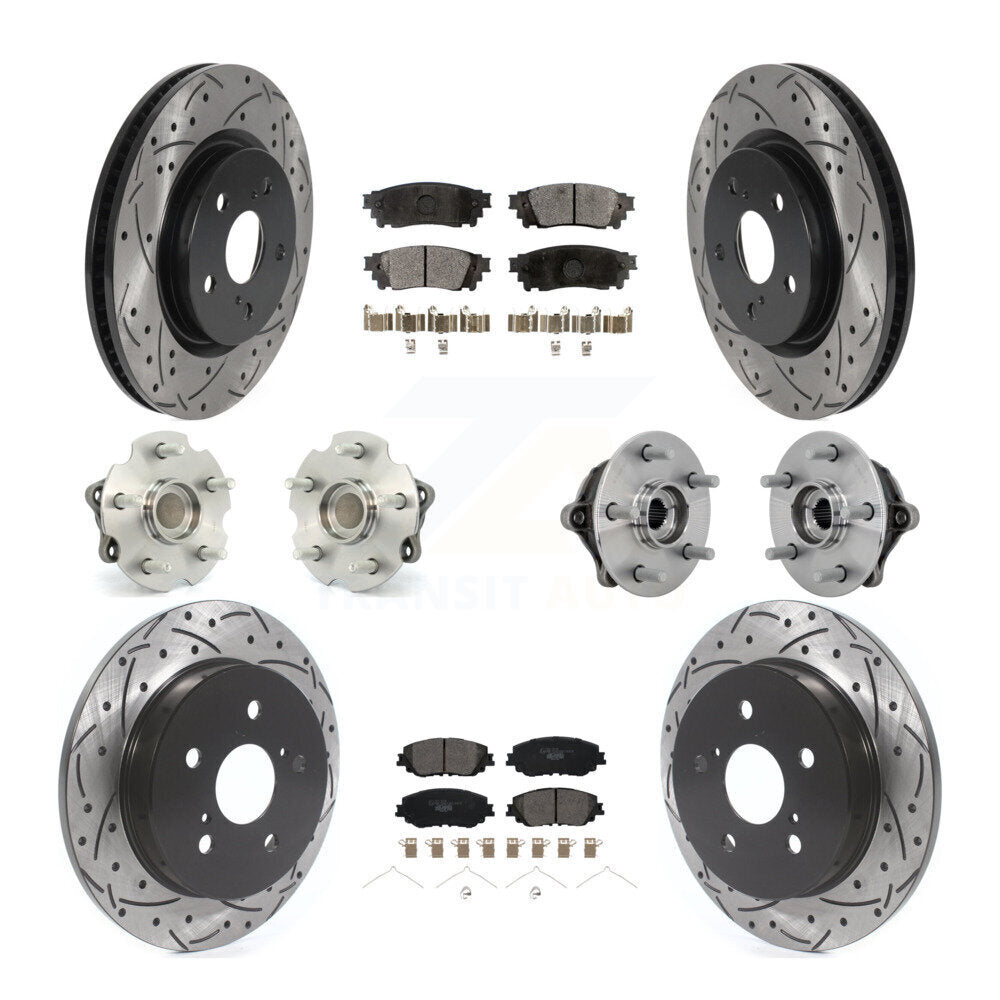 Kit de rotors et plaquettes de frein à disque revêtus de roulement de moyeu avant et arrière (10 pièces) pour Toyota RAV