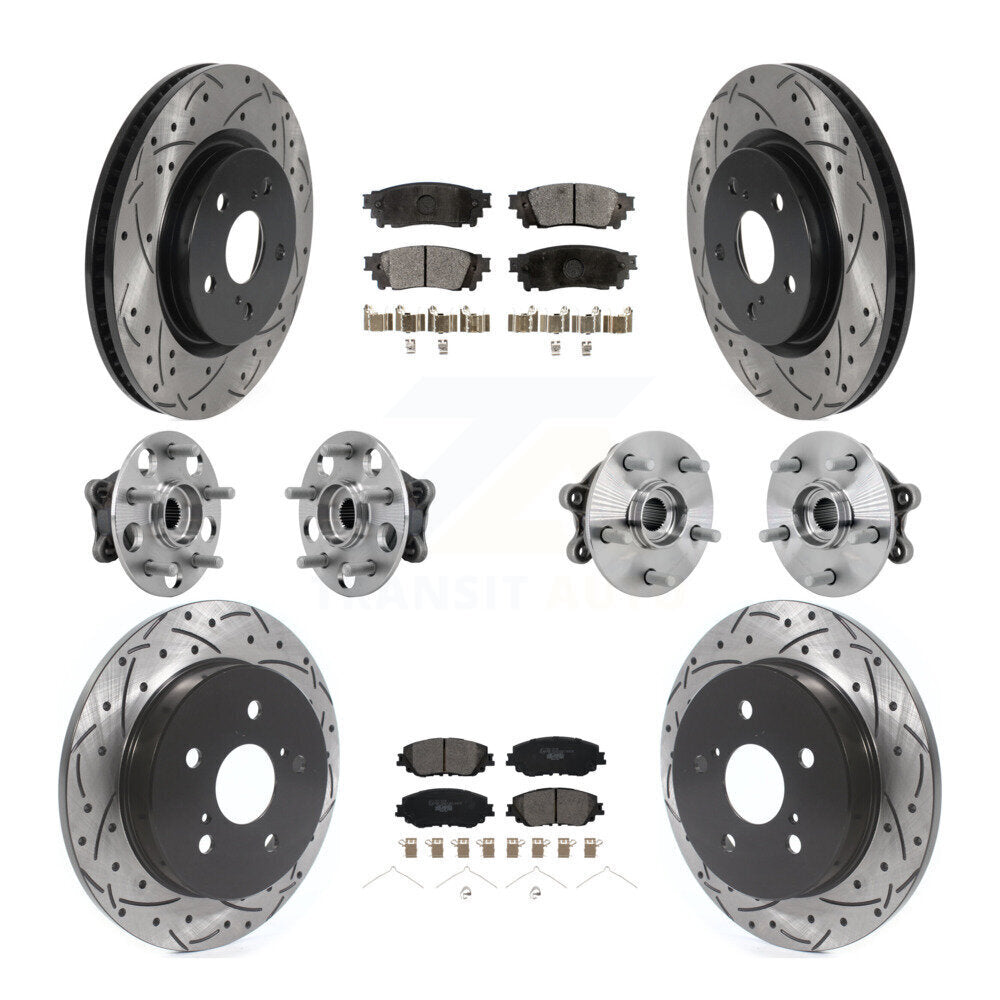 Kit de rotors et plaquettes de frein à disque revêtus de roulement de moyeu avant et arrière (10 pièces) pour Toyota RAV