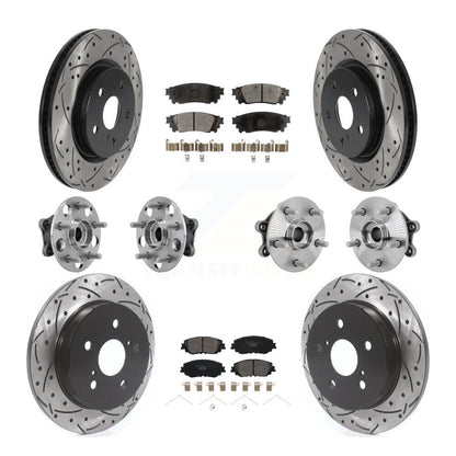 Kit de rotors et plaquettes de frein à disque revêtus de roulement de moyeu avant et arrière (10 pièces) pour Toyota RAV