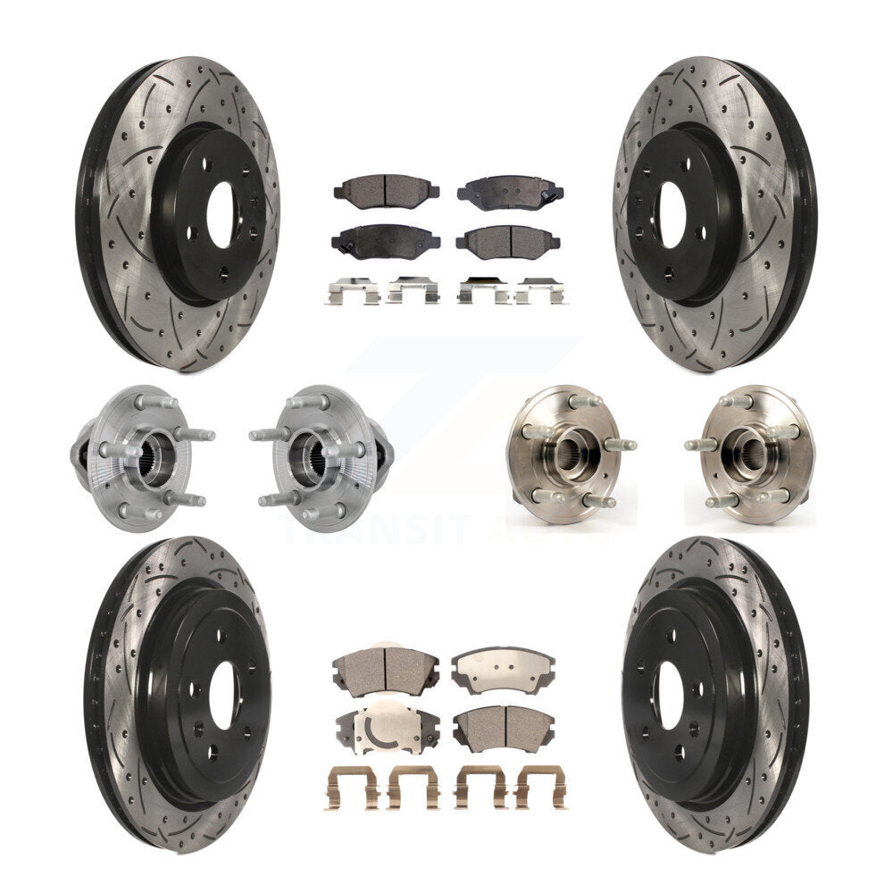 Kit de rotors et plaquettes de frein revêtus de roulement de moyeu avant et arrière (10 pièces) pour Chevrolet Camar