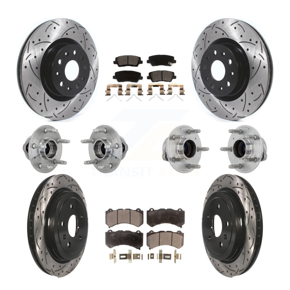 Kit de Rotor et de plaquettes de frein à disque revêtus de roulement de moyeu avant et arrière (10 pièces) pour Cadillac CT