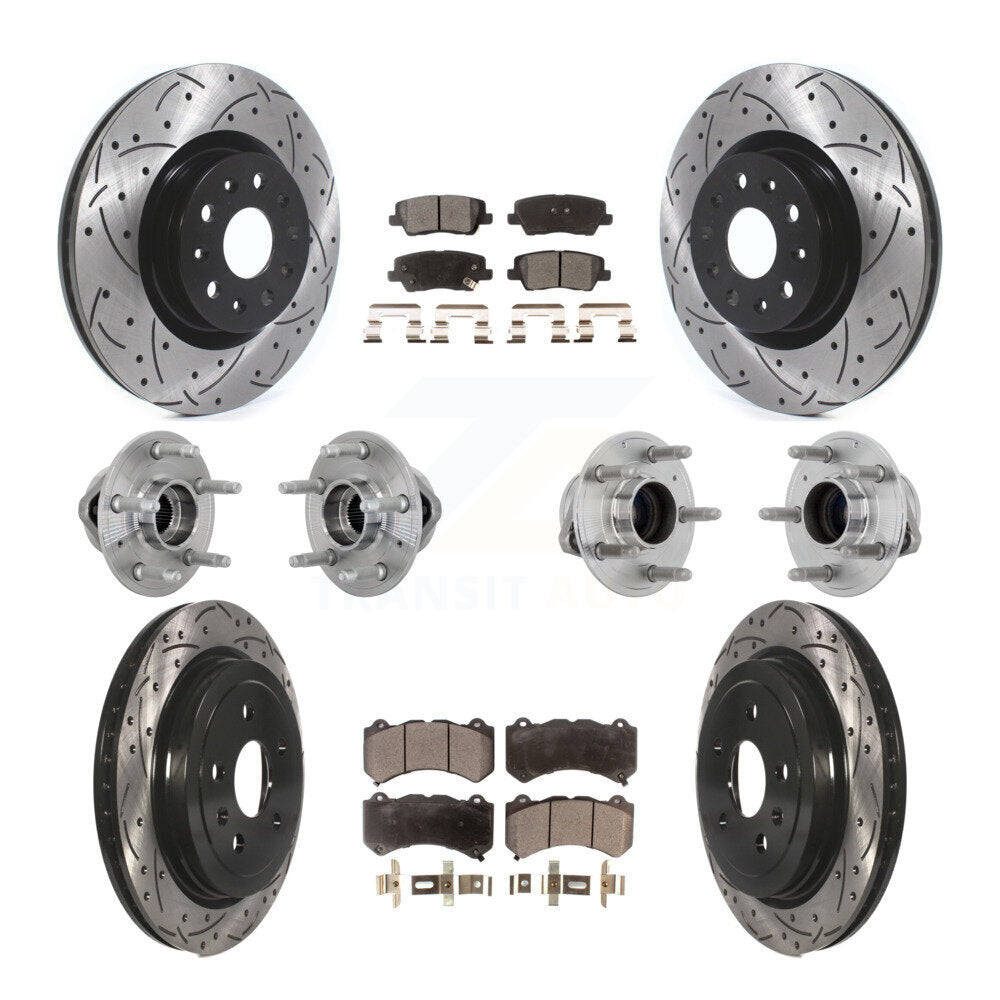 Kit de Rotor et de plaquettes de frein à disque revêtus de roulement de moyeu avant et arrière (10 pièces) pour Cadillac CT