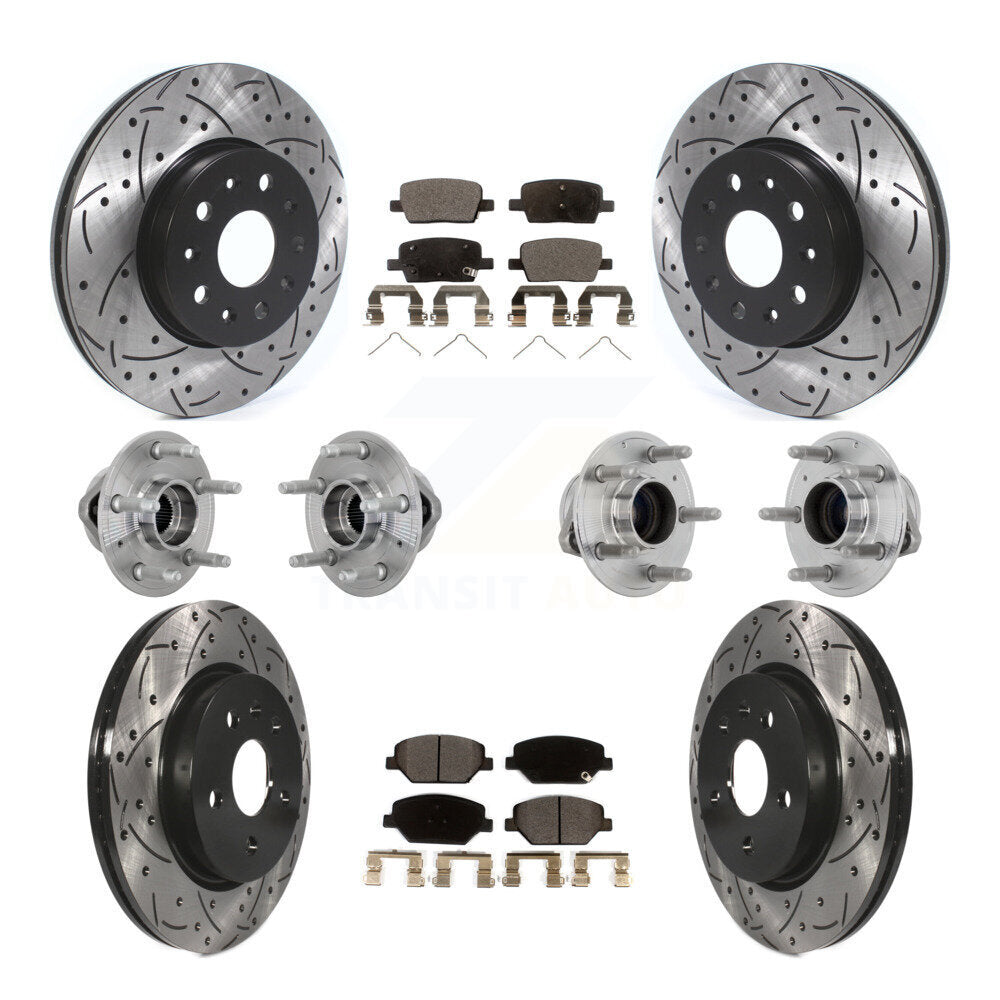 Kit de rotors et plaquettes de frein revêtus de roulement de moyeu avant et arrière (10 pièces) pour Chevrolet Camar