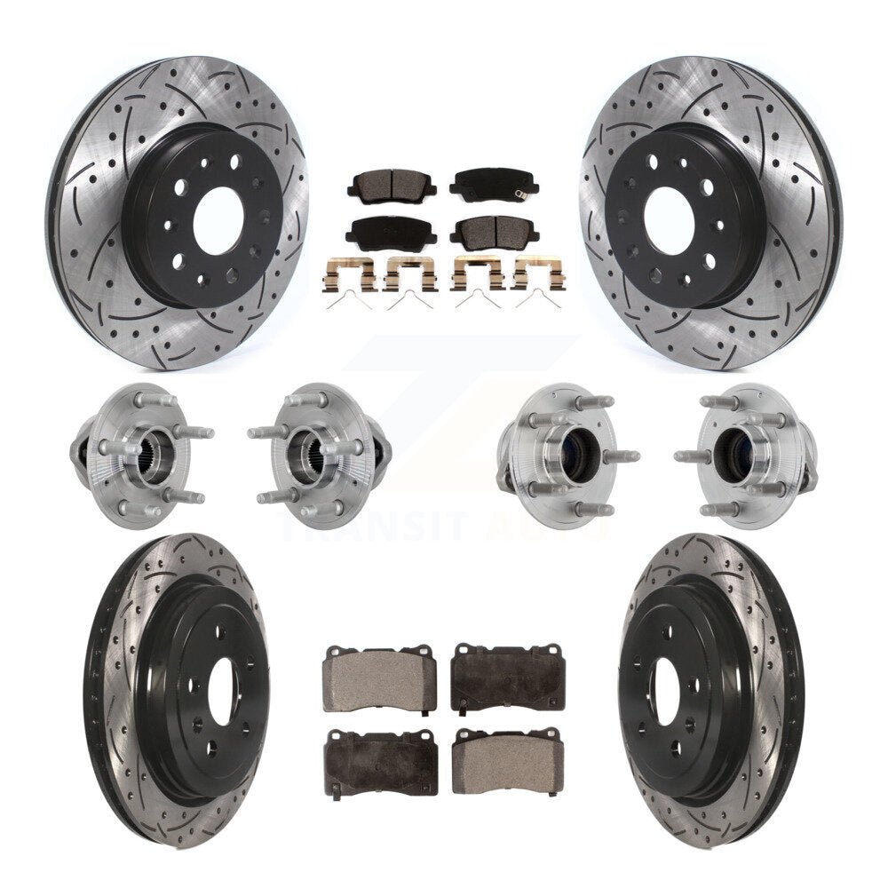 Kit de Rotor et de plaquettes de frein à disque revêtus de roulement de moyeu avant et arrière (10 pièces) pour Cadillac CT