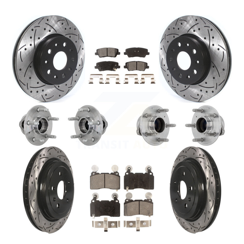 Kit de Rotor et de plaquettes de frein à disque revêtus de roulement de moyeu avant et arrière (10 pièces) pour Cadillac CT