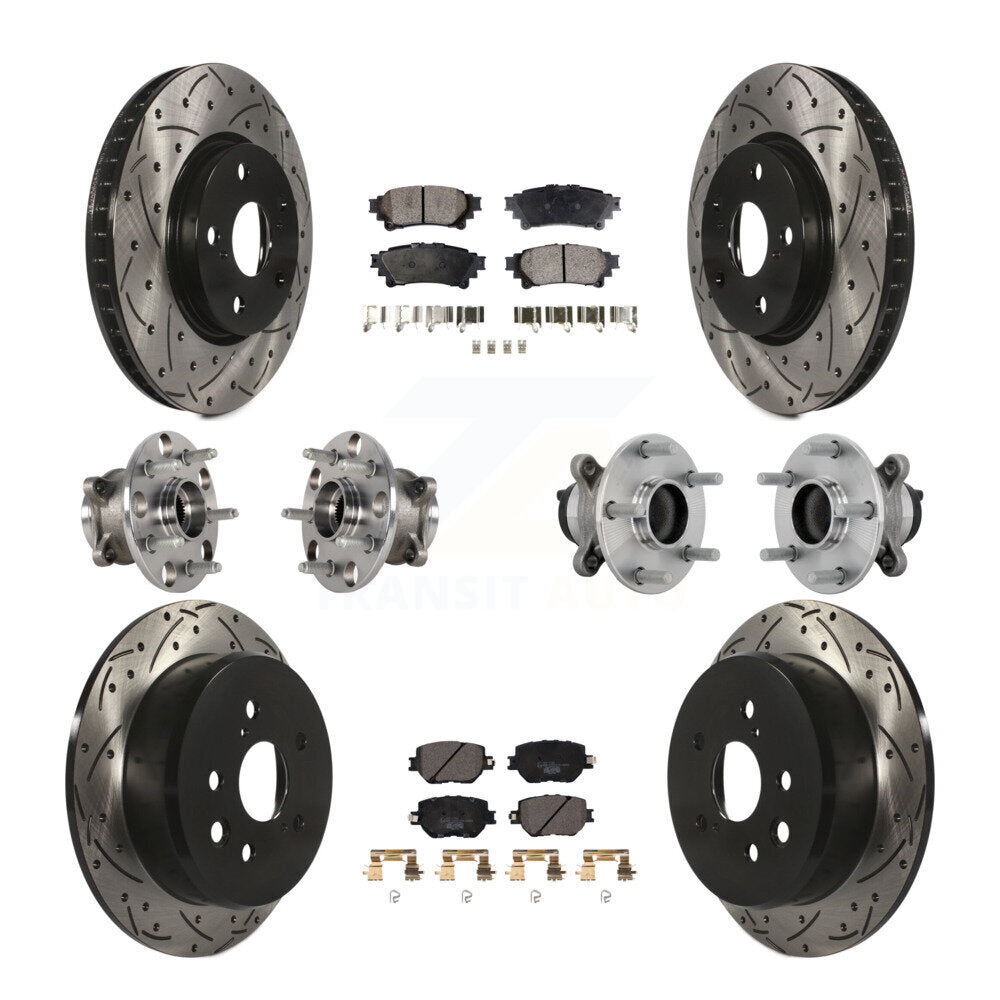 Kit de rotors et plaquettes de frein à disque revêtus de roulement de moyeu avant et arrière (10 pièces) pour Lexus IS25