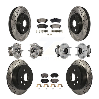 Kit de rotors et plaquettes de frein à disque revêtus de roulement de moyeu avant et arrière (10 pièces) pour Lexus IS25