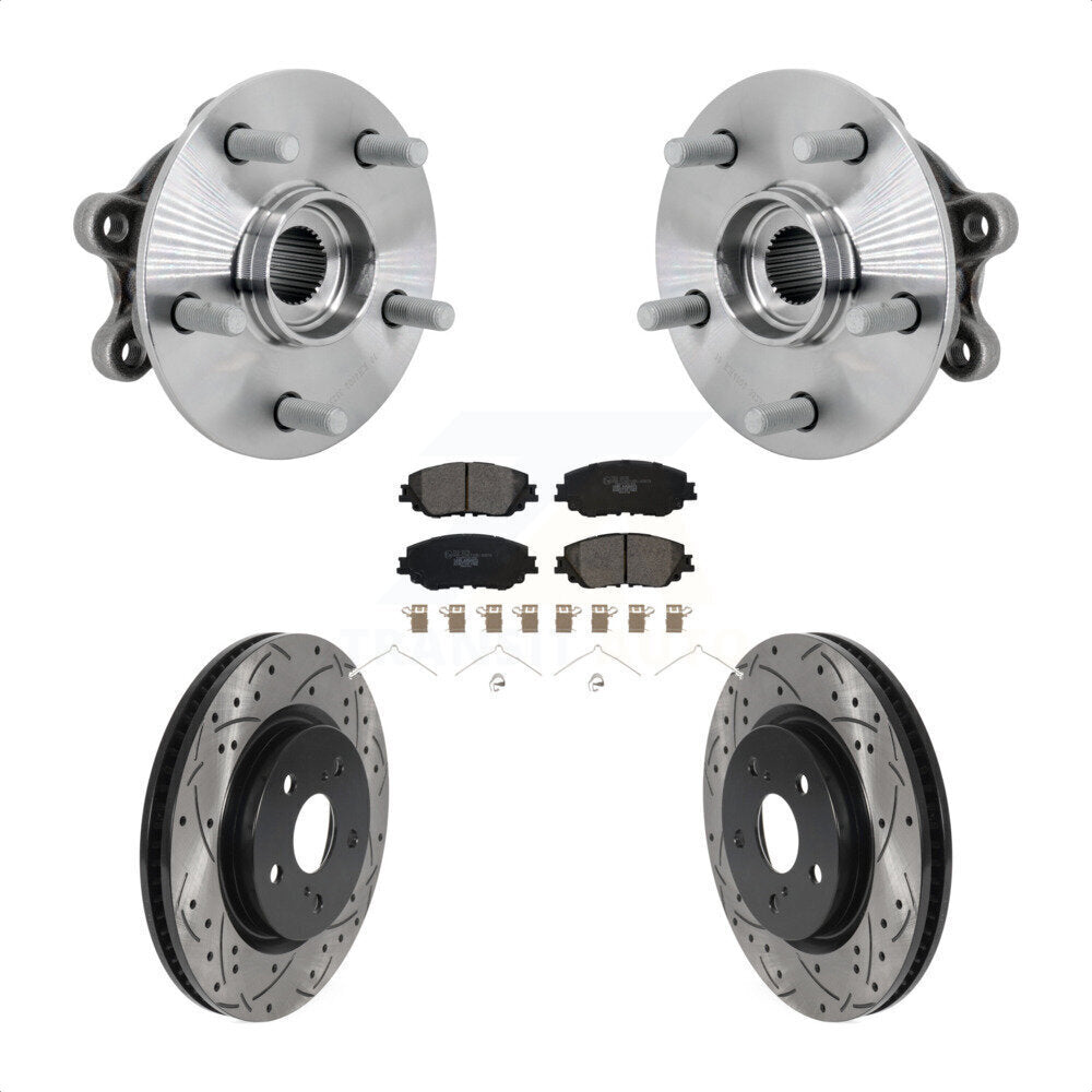 Ensemble de roulement de moyeu avant, fente de perçage revêtue, Kit de plaquettes de Rotor de frein pour Toyota RAV
