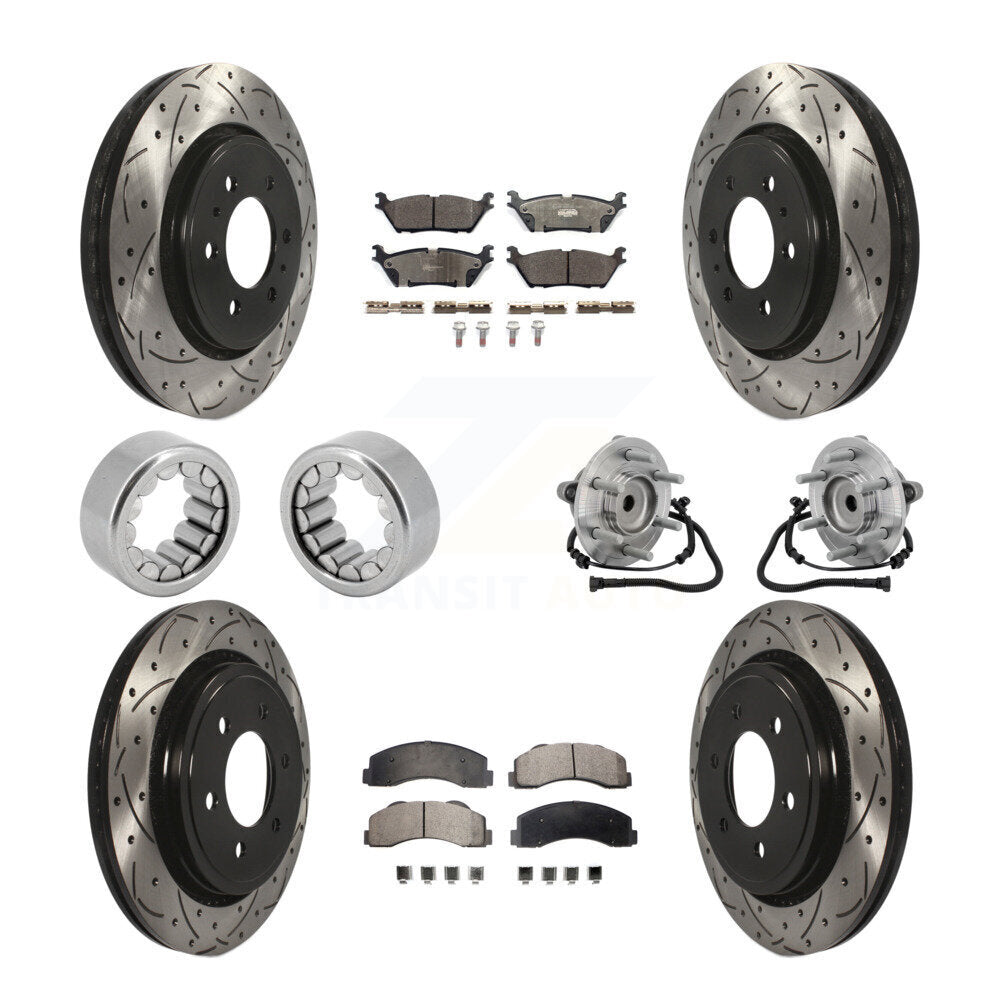 Kit de patins de rotor de frein enduits de roulement de moyeu avant et arrière (10 pièces) pour Ford F-150 RW