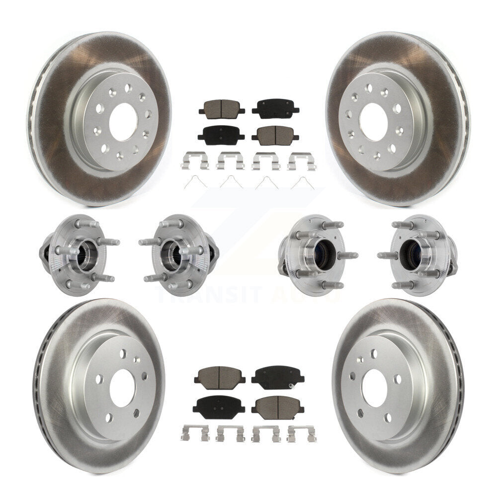 Kit de rotors et plaquettes de frein revêtus de roulement de moyeu avant et arrière (10 pièces) pour Chevrolet Camar