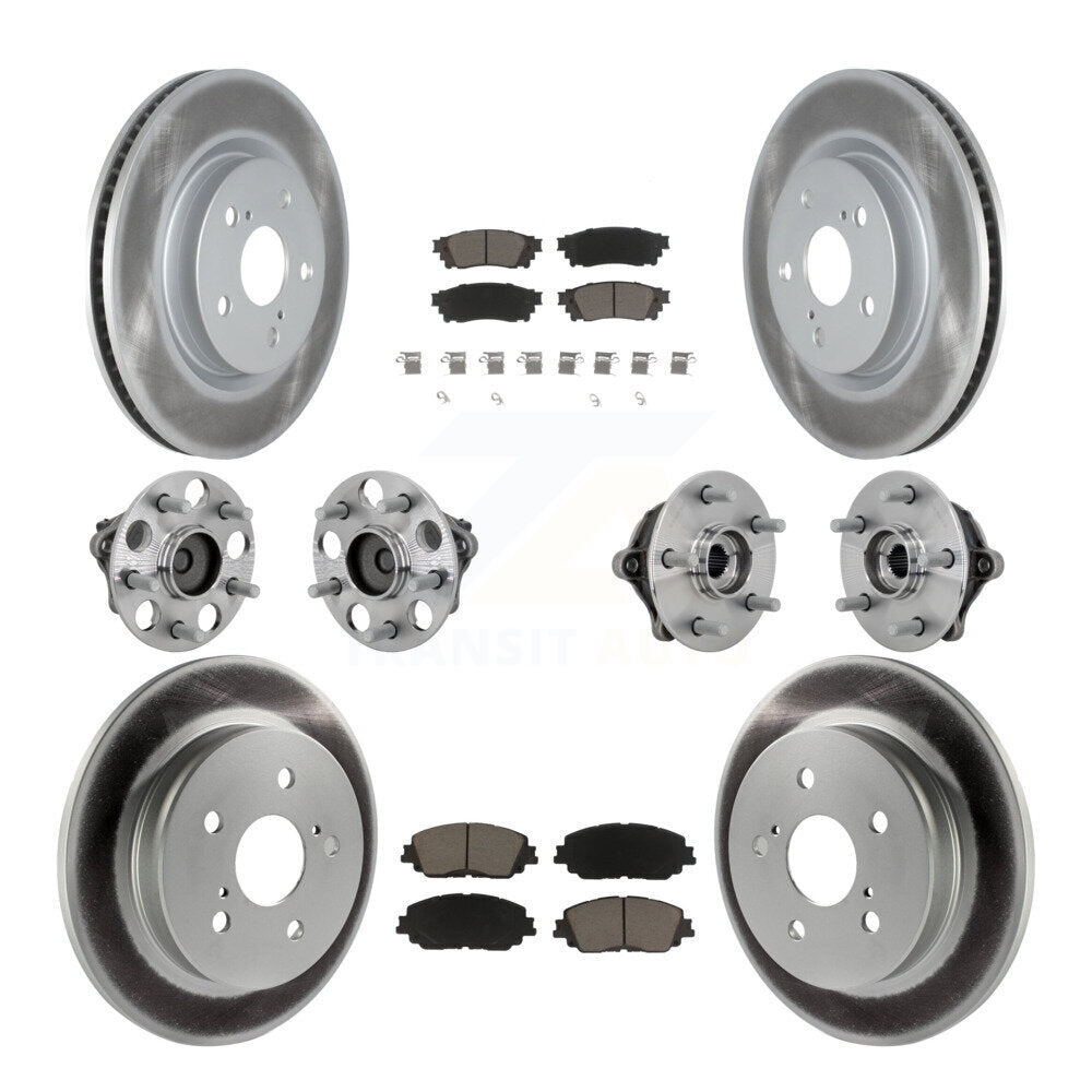 Kit de rotors et plaquettes de frein à disque revêtus de roulement de moyeu avant et arrière (10 pièces) pour Toyota RAV