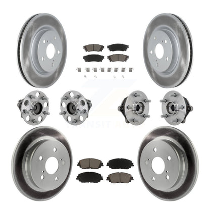 Kit de rotors et plaquettes de frein à disque revêtus de roulement de moyeu avant et arrière (10 pièces) pour Toyota RAV