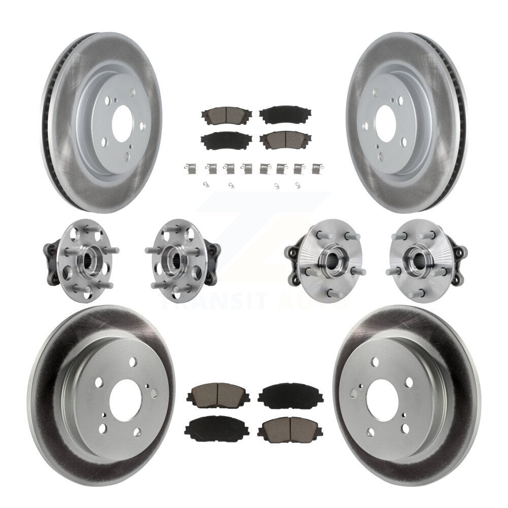 Kit de rotors et plaquettes de frein à disque revêtus de roulement de moyeu avant et arrière (10 pièces) pour Toyota RAV