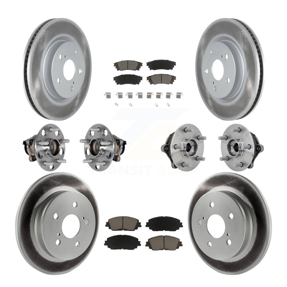 Kit de rotors et plaquettes de frein à disque revêtus de roulement de moyeu avant et arrière (10 pièces) pour Toyota RAV