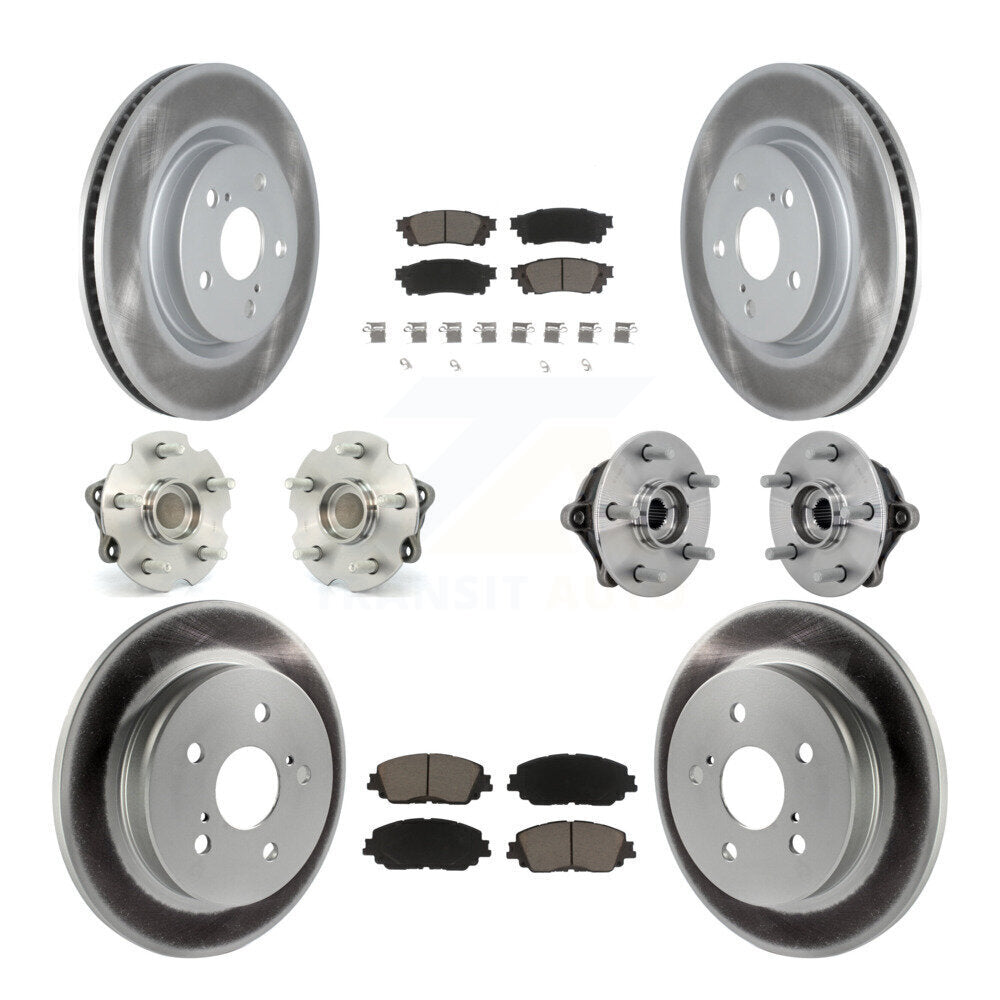 Kit de rotors et plaquettes de frein à disque revêtus de roulement de moyeu avant et arrière (10 pièces) pour Toyota RAV
